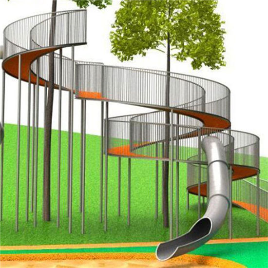 樂高空走廊游樂戶外景觀不銹鋼滑滑梯_樂圖非標游樂設備