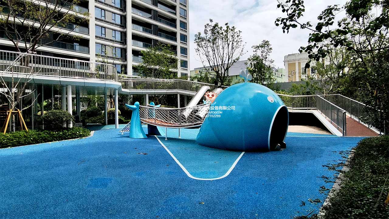 樂圖戶外無動(dòng)力游樂設(shè)施：永嘉甌北街道社區(qū)不銹鋼組合滑梯完工